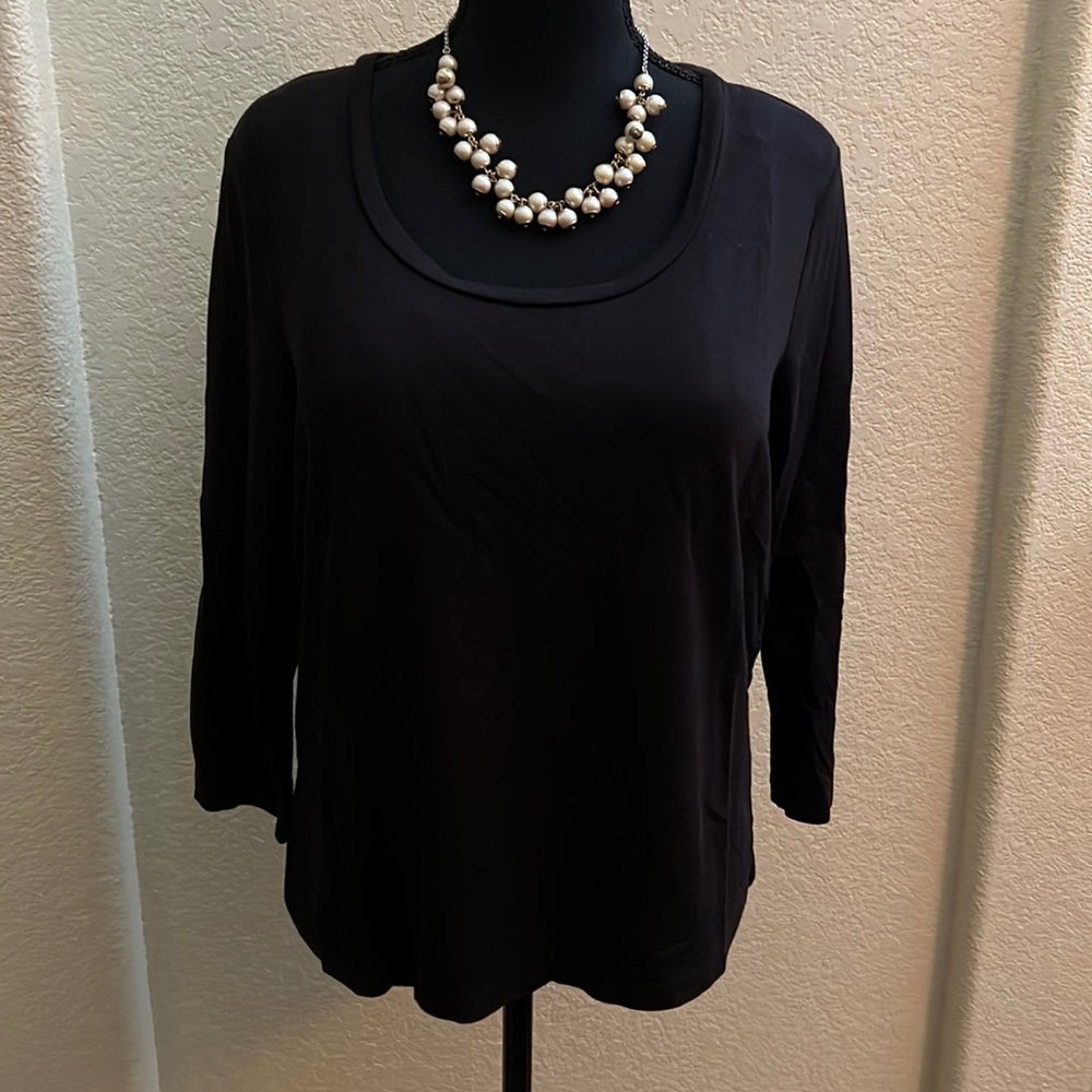 Talbots black silk/spandex/modal 3/4 sleeve length t shirt: lightly worn